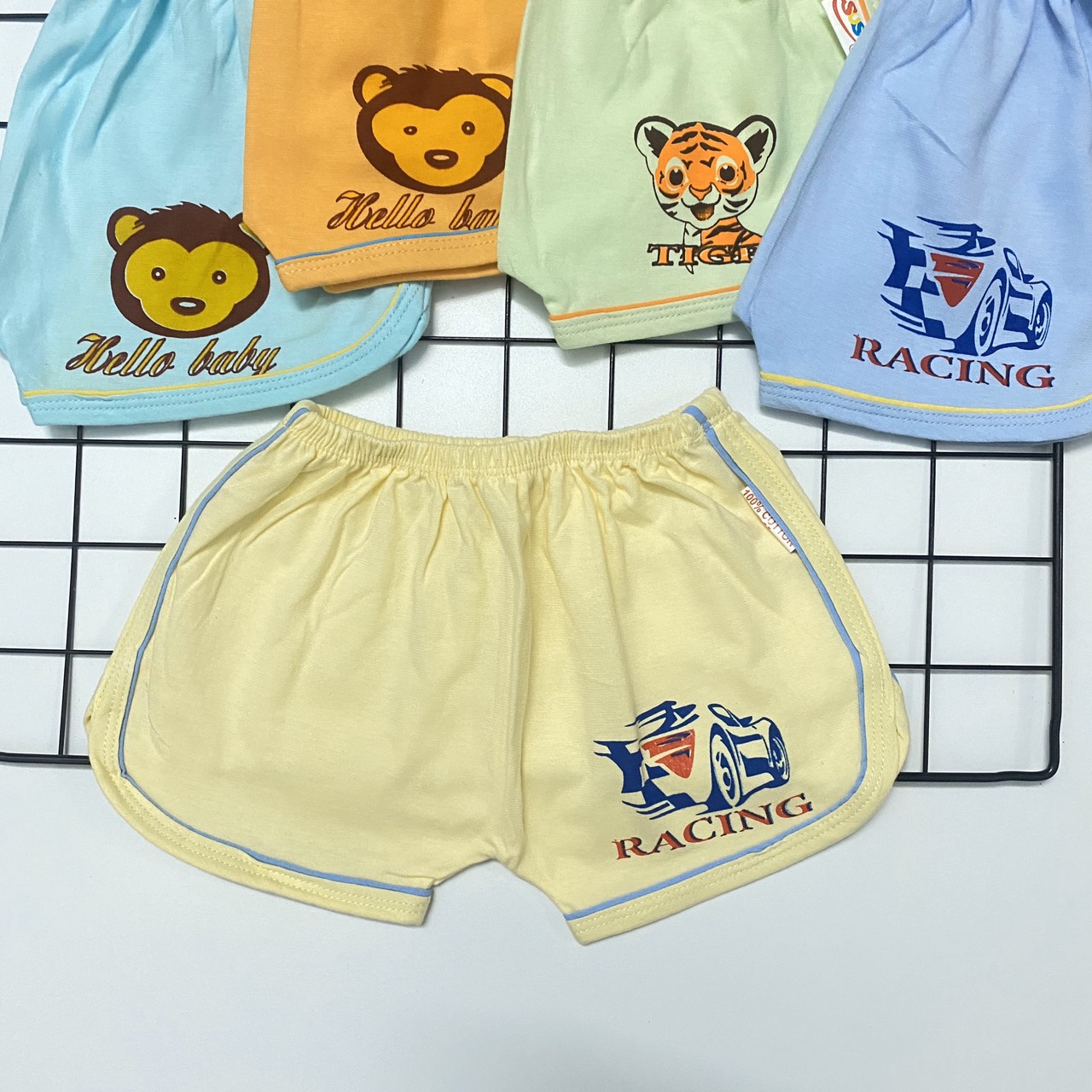 Combo 5 quần đùi cotton Màu Nhạt kiểu dáng thể thao cho bé trai, bé gái SS-TomTom002