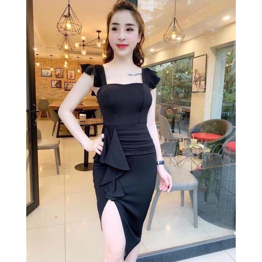 Đầm body tay bèo xẽ đùi siêu hót kèm hình thật