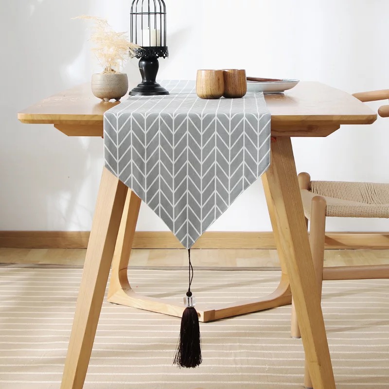 Khăn trải bàn table runner vải bố - Họa tiết Mũi tên - mẫu B05