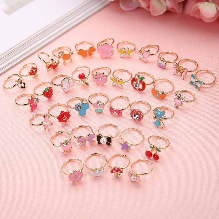 36 PC dễ thương vòng điều chỉnh trẻ em Girls giả vờ trang điểm đồ chơi trang điểm đồ trang sức pha lê