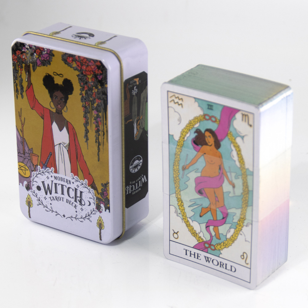 Bộ Bài Modern Witch Tarot Hộp Thiếc Mạ Cạnh 78 Lá