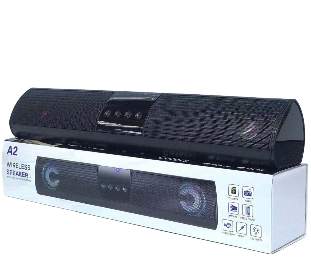 Loa Dài Bluetooth HBH-A2 Cho Máy Tính - Hệ Loa Kép, Âm Thanh Siêu Trầm - Tặng Tai Nghe Nhạc 3.5mm - Hàng Nhập Khẩu