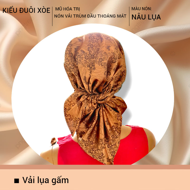 [KIỂU ĐUÔI XÒE-ĐEN HOA] Nón hóa trị vải mềm mát, hút mồ hôi, bệnh nhân ung thư, chemo hat, cancer hat, nón trùm đầu, mũ vải