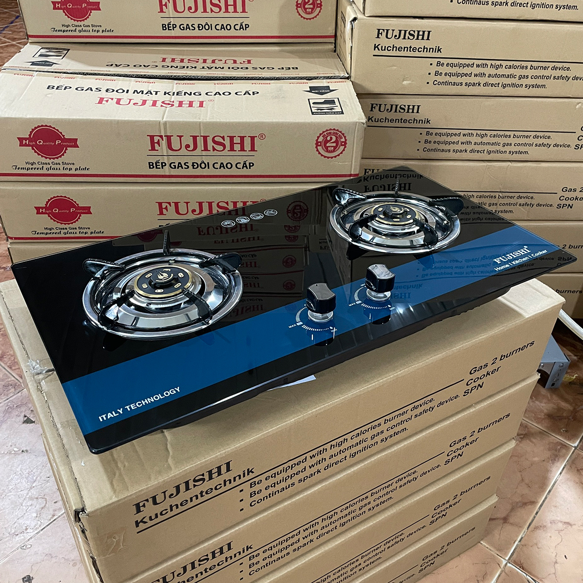 Bếp gas âm chén đồng Fujishi FJ-808IC - KÍNH XANH - Đánh lửa IC cực nhạy - Lửa xanh tiết kiệm gas - Hàng chính hãng