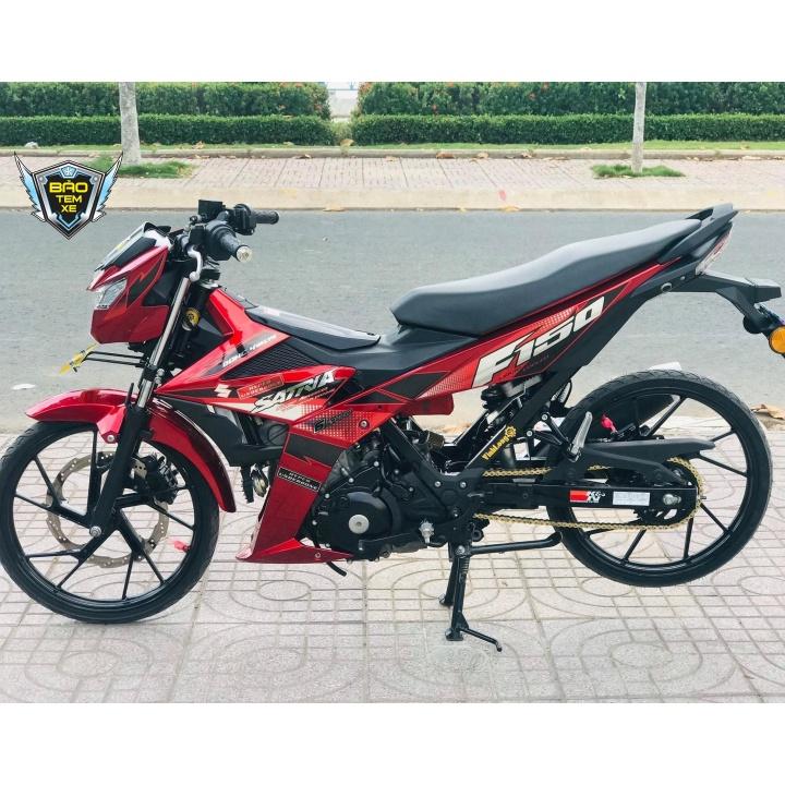 Tem rời dán xe satria fi chất liệu crom dán xe đỏ