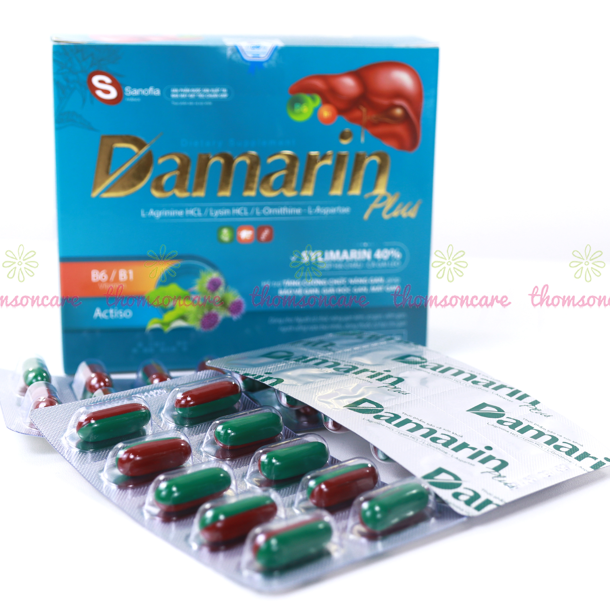 Viên uống bổ gan Damarin Plus - Hỗ trợ giải độc gan, hạ men gan, gan nhiễm mỡ, mát gan từ thảo dược - Hộp 60 viên Thomsoncare