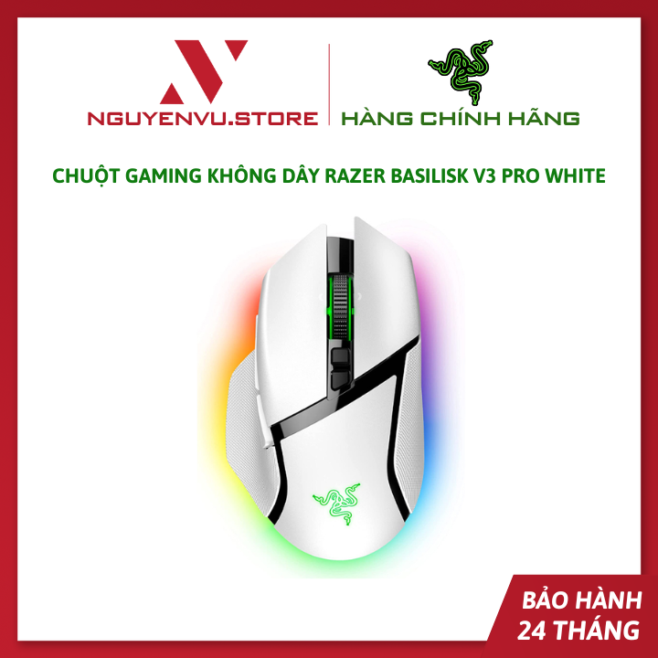 Chuột Gaming Không Dây Razer Basilisk V3 Pro White (RZ01-04620200-R3A1) - Hàng Chính Hãng