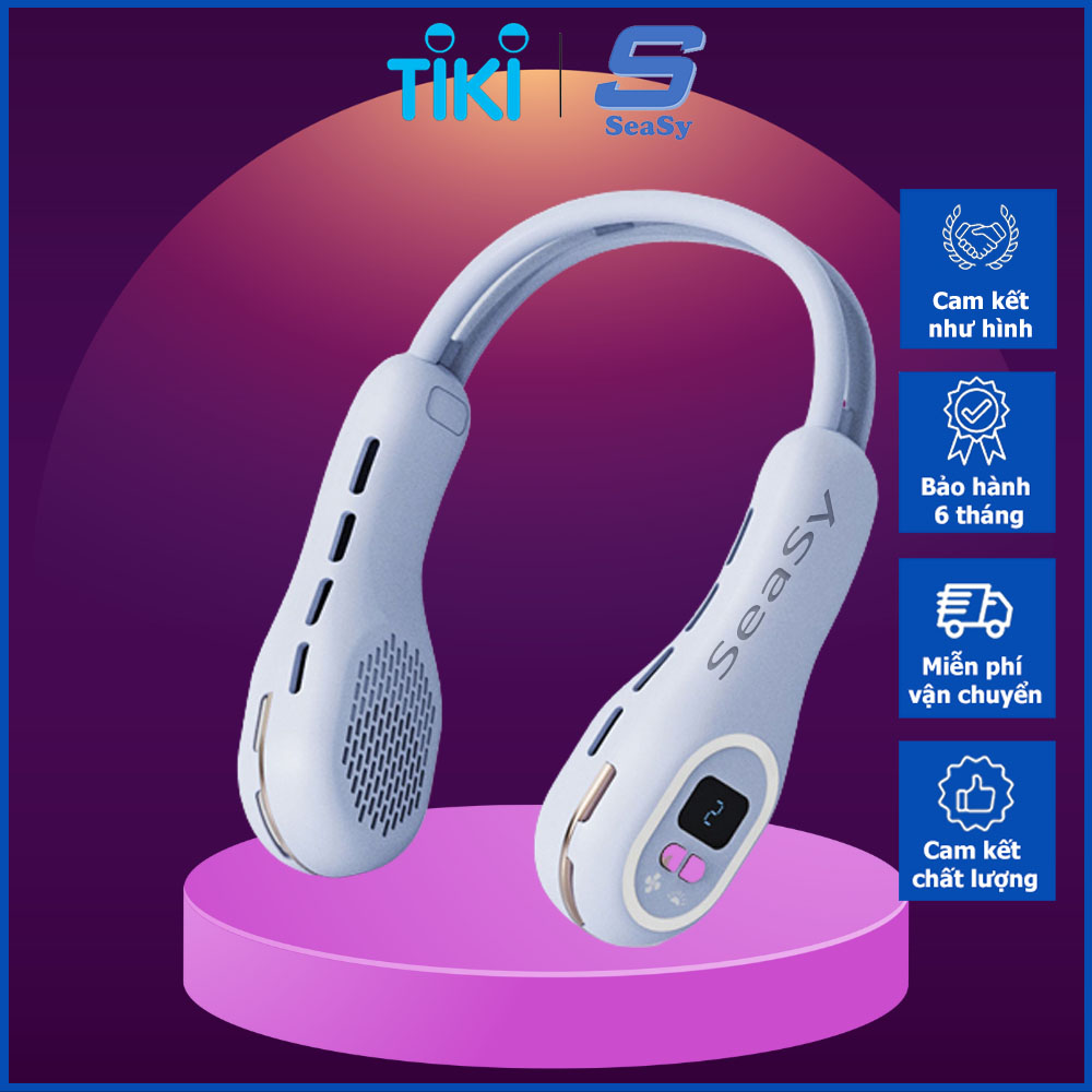 Quạt Mini Đeo Cổ Không Cánh Seasy S57, Biên Độ Thổi Rộng 360 Độ, 3 Cấp Độ Gió, Tích Hợp Đèn Led Đổi Màu, Màn Hình Kỹ Thuật Số, Thiết Kế Chống Bụi Và Mồ Hôi – Hàng Chính Hãng – Tử Đinh Hương