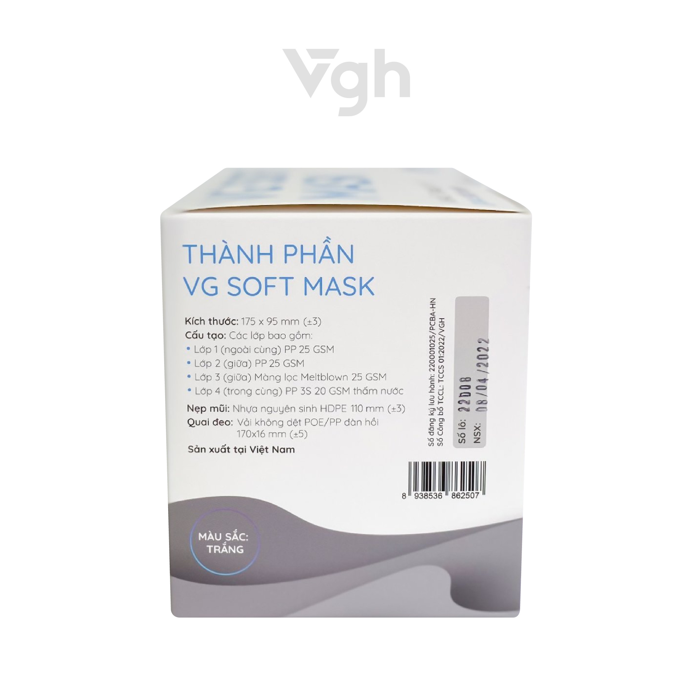 Khẩu trang quai siêu mềm VG Soft Mask lọc khuẩn 95%, cấu trúc 4 lớp mềm mại thoáng khí