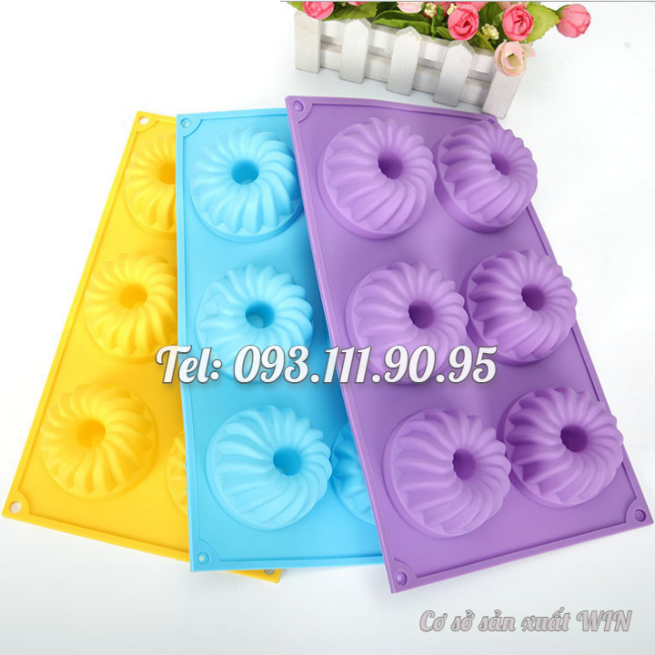 Khuôn silicon làm bánh, rau câu, socola 6 hình xoắn ốc – Mã số 1333
