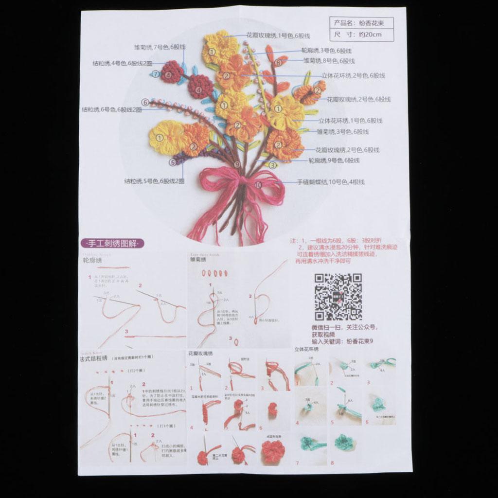 Embroidery Starter Kit with Flower Pattern DIY Cross Stitch Crafts Flower 1
