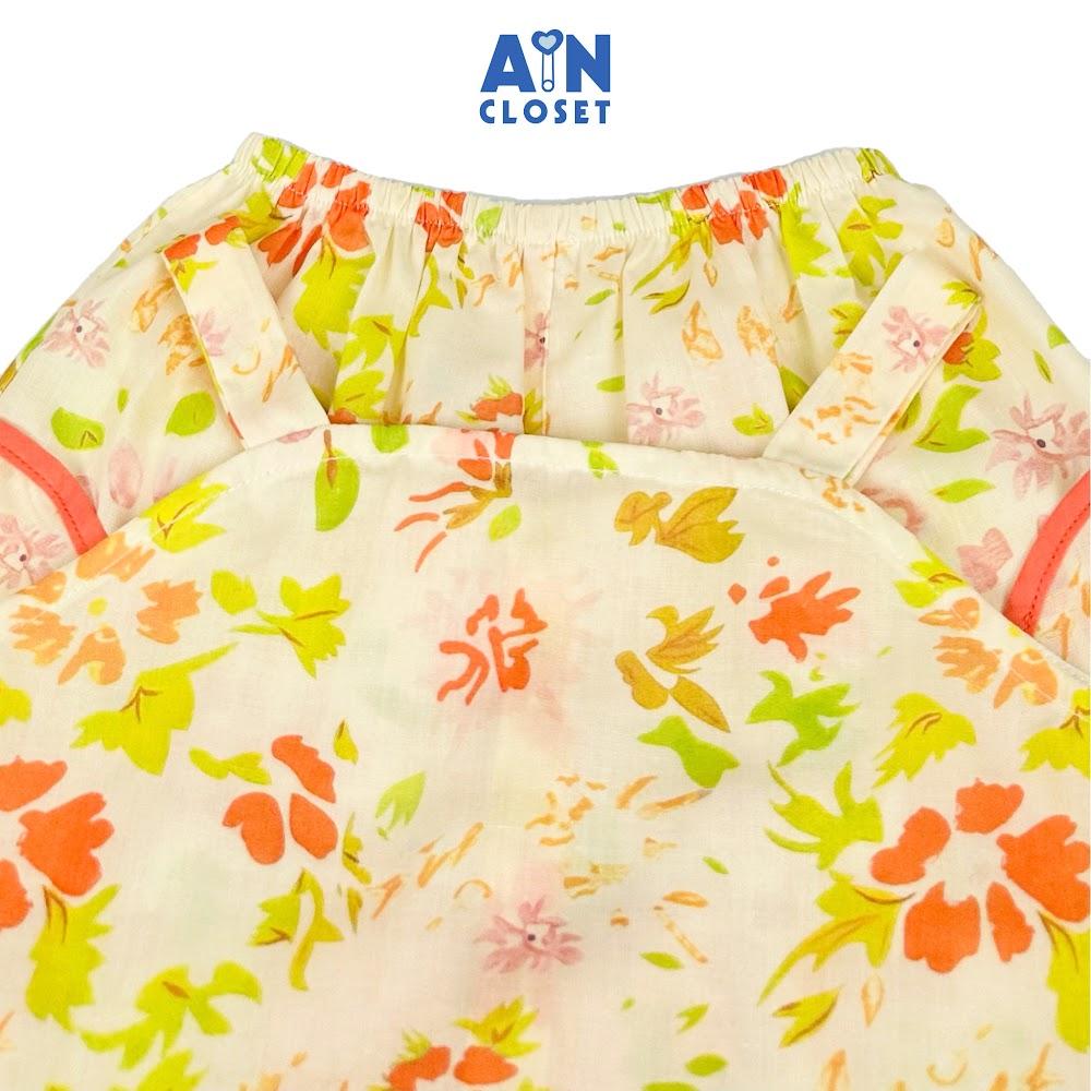 Bộ quần áo ngắn bé gái họa tiết Dây Nơ Hoa xanh cotton - AICDBGTVVRXW - AIN Closet