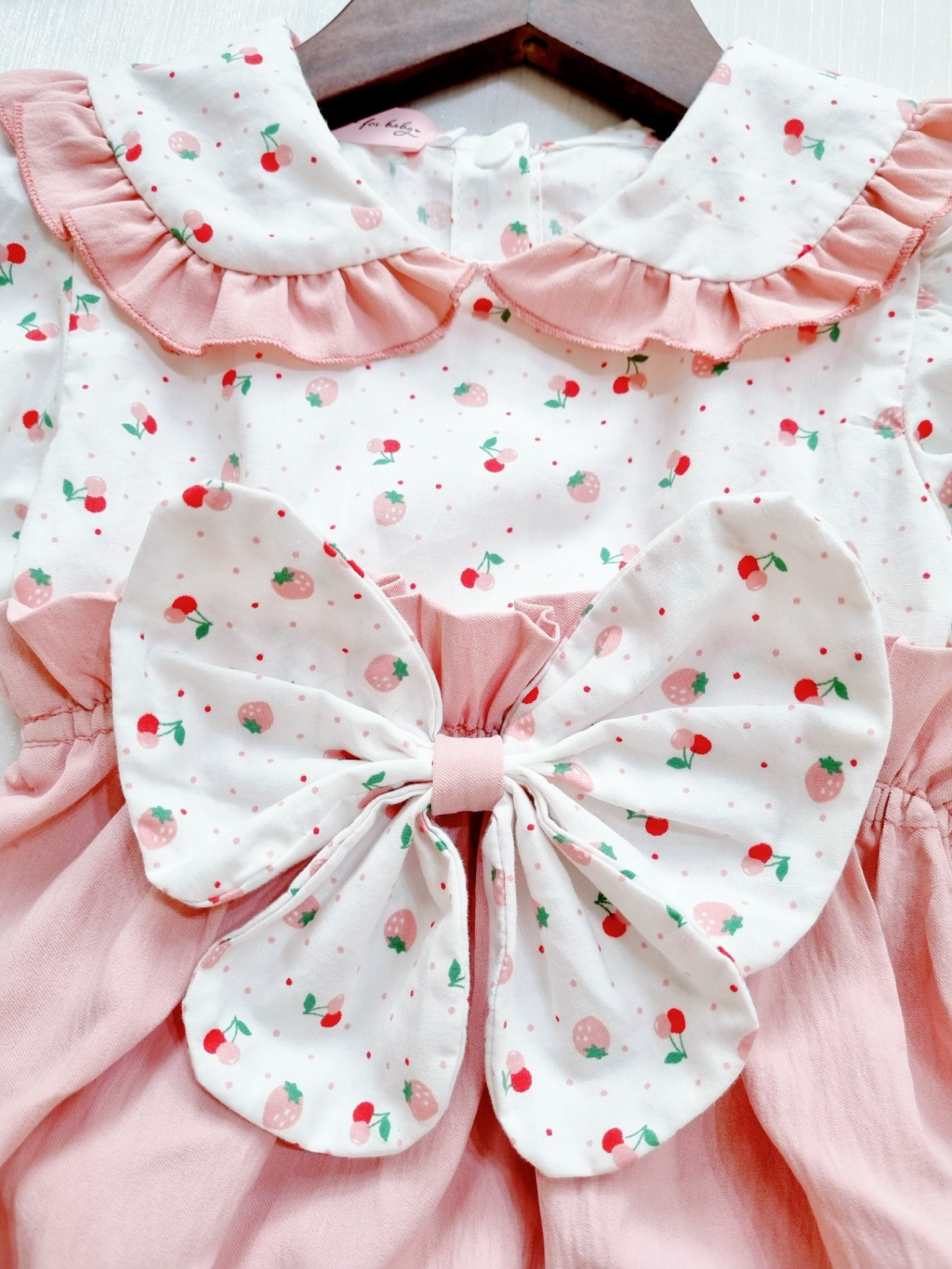 Body Nơ Cánh Bướm Màu Đỏ Cho Bé Gái 3 Đến 12kg Chất Thô Đũi Cotton