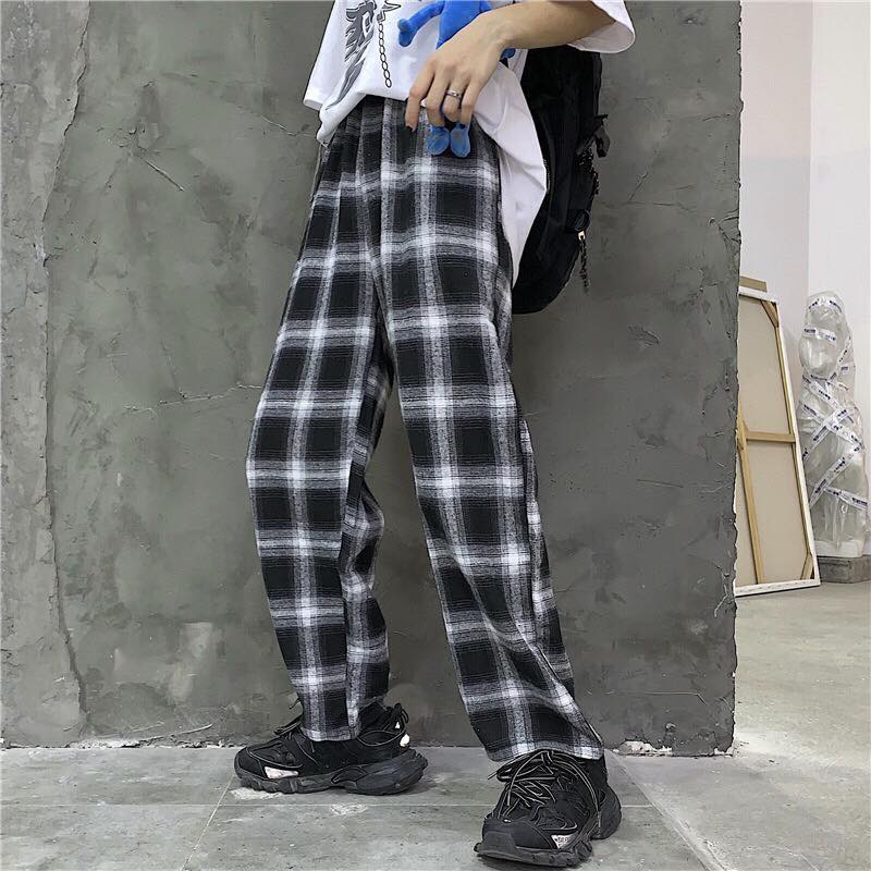 Quần Sọc Caro Unisex Quần Baggy Caro Lưng Thun Plaid Pants Cao Cấp - MM