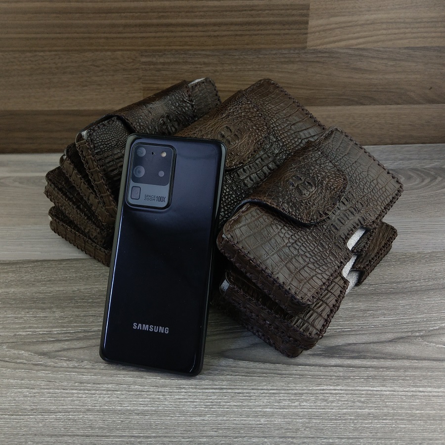 Bao Da Đeo Lưng dành cho SAMSUNG GALAXY s20 utra Da Cá Sấu Màu Nâu Đất