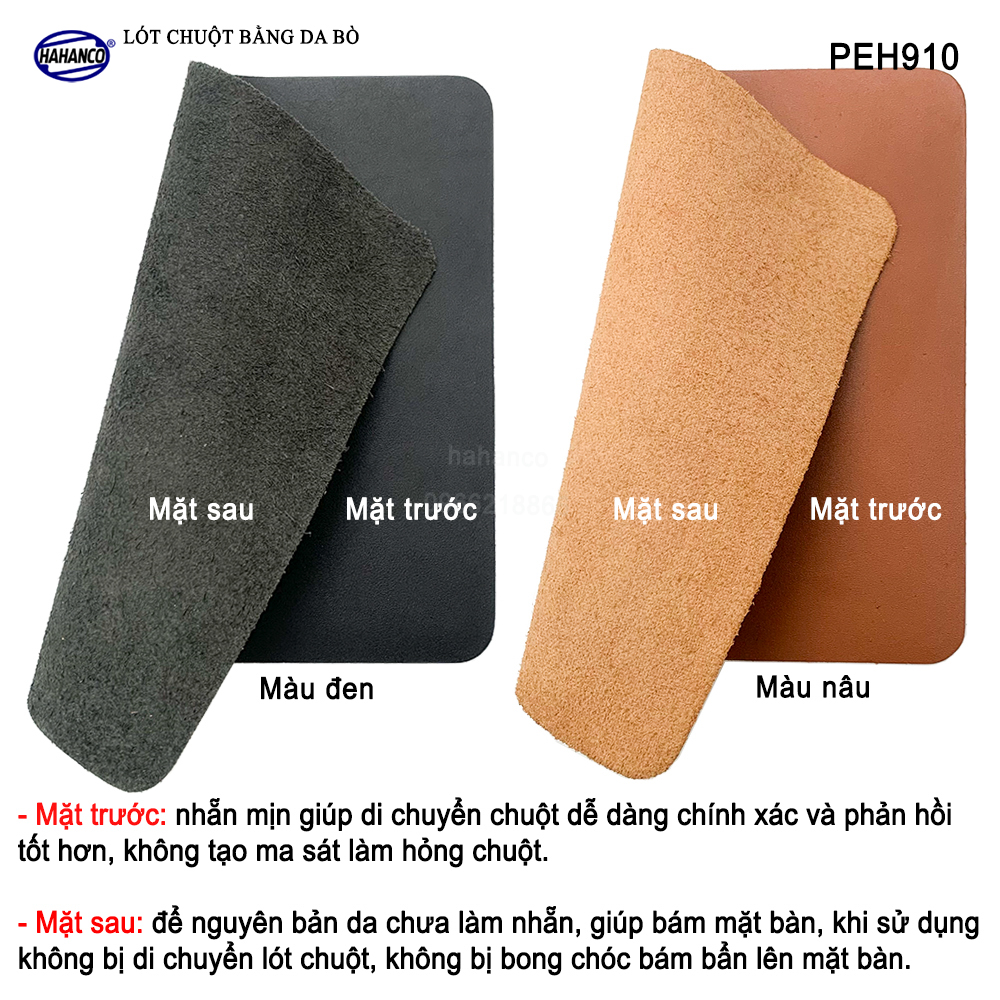 Miếng lót chuột gaming, pad bằng da bò xịn (PEH910) chống nước, trơn trượt siêu bền - Mouse Pads Leather of HAHANCO - Hàng chính hãng