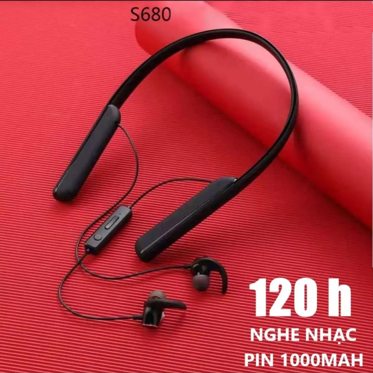 Bluetooth 5.0, Nghe nhạc 120h. Tai nghe Choàng cổ Bluetooth không dây Cao Cấp S650. Loa bass Đập mạnh, Âm thanh vòm 8D Sống động, Kết nối ổn định với 2 điện thoại cùng 1 lúc. Có khe Cắm thẻ nhớ . Tai nghe Bluetooth Pin Trâu,