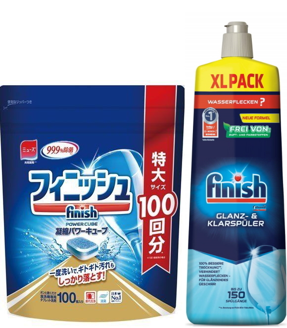 Combo Viên rửa bát Finish nhật 100 viên + 750ml nước làm bóng finish