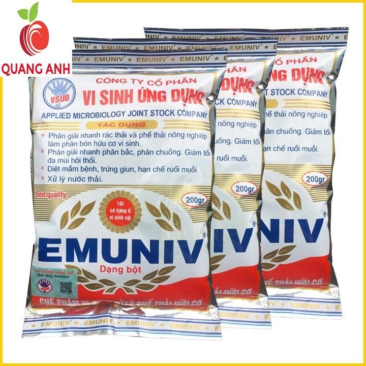 Combo 3 Gói Chế Phẩm Vi Sinh Xử Lý Phế Thải Hữu Cơ EMUNIV - Gói 200gr