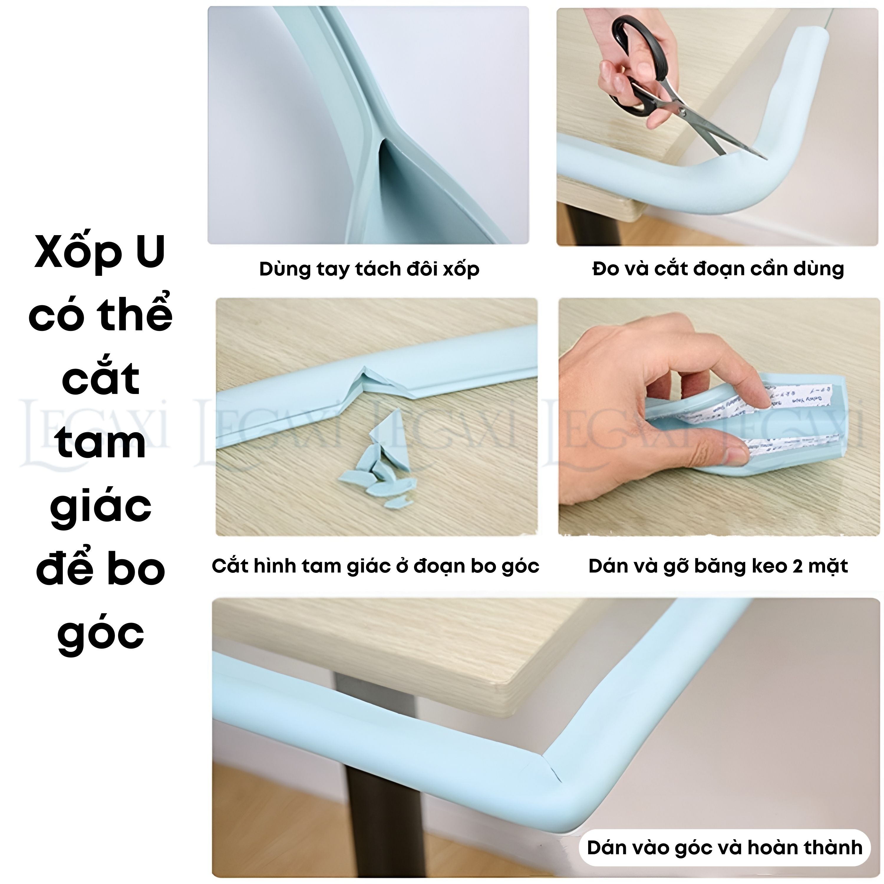 Cuộn mút xốp nhiều màu bọc góc bàn chữ U bo góc bảo vệ em bé tránh va chạm trầy xước Legaxi