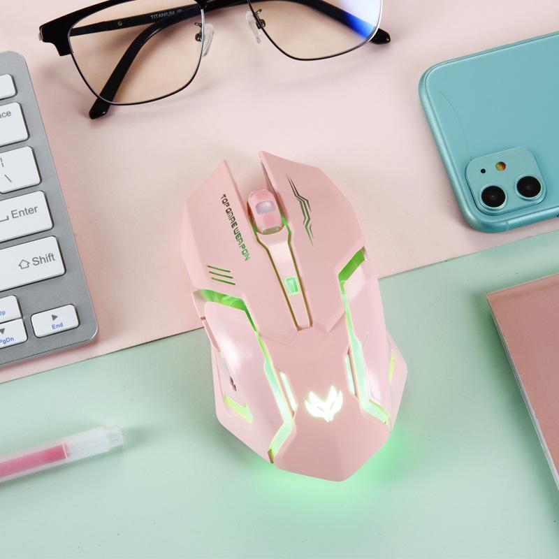 2.4G Không Dây Bluetooth Chuột Hồng Sạc Chuột Im Lặng LED Nhiều Màu Sắc Backlit Chuột Cho Máy Tính Laptop