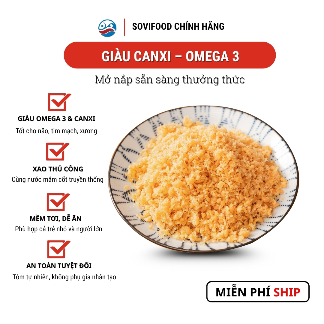 Combo 5 Lọ Ruốc Tôm Sovifood - Chà Bông Tôm Biển Tự Nhiên, Giàu Canxi, Omega 3, Không Phụ Gia Nhân Tạo - 200G