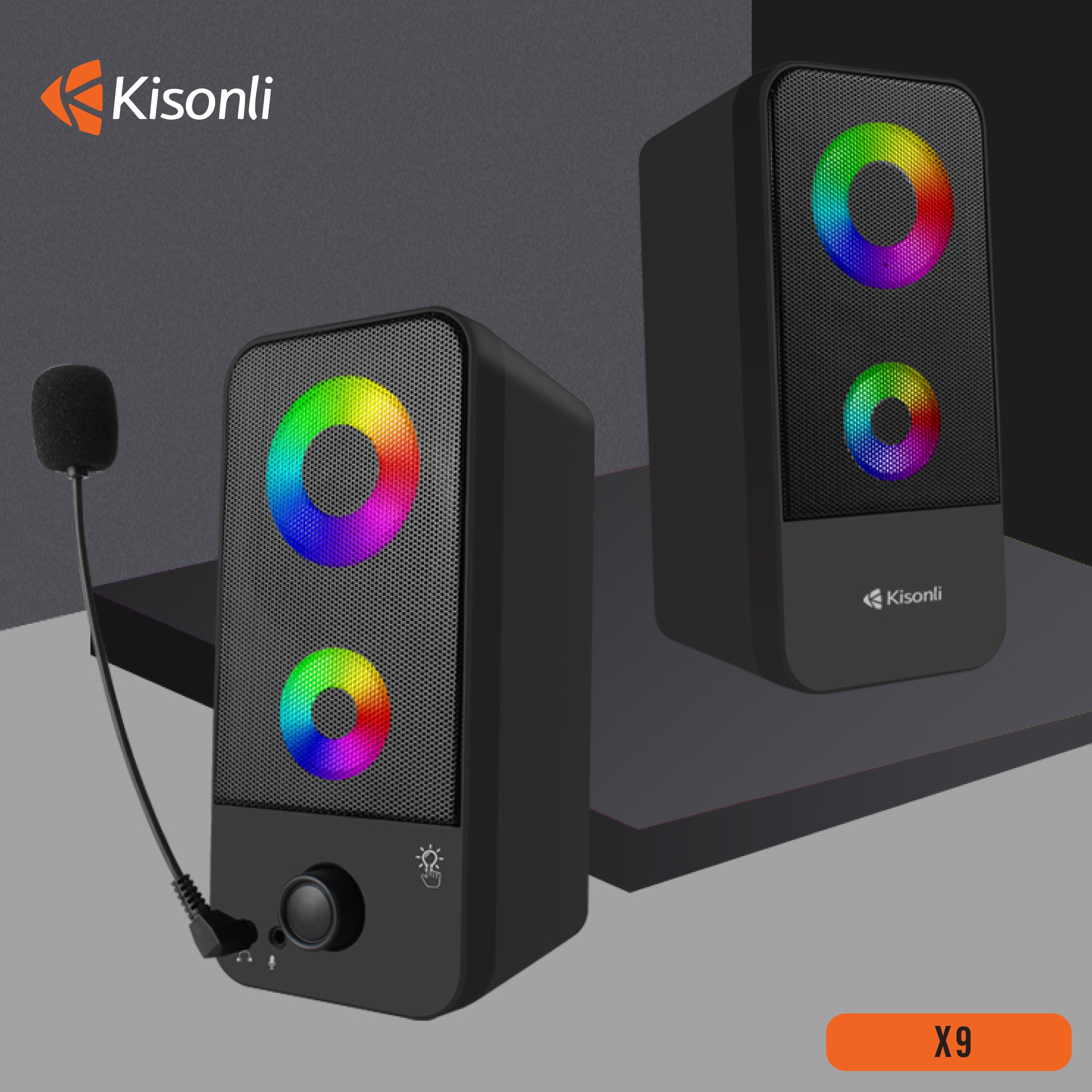 Loa 2.0 Kisonli X9 Black LED - Hàng chính hãng