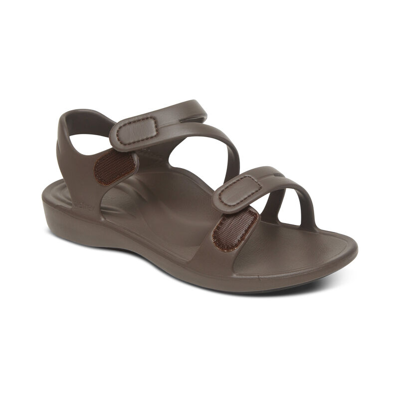 Sandal sức khoẻ nữ Aetrex Jillian Sport Java - giày quai dán nhẹ mềm