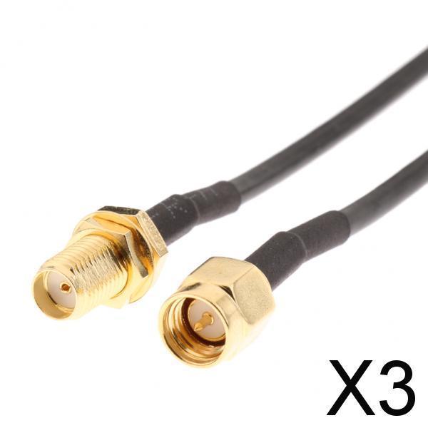 3xAntenna Connector RP-SMA Extension Cable for WLAN WiFi Wireless Router 5 Meter