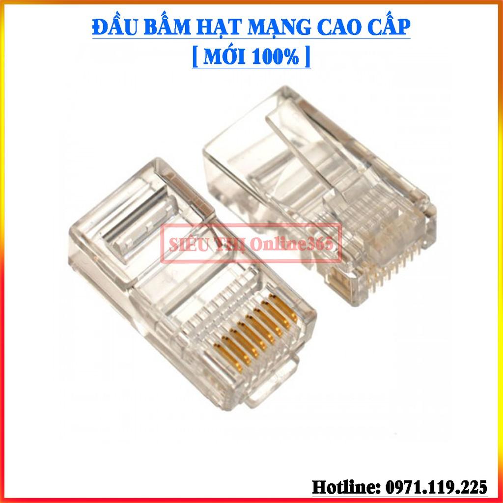 Combo 100 Hạt Đầu Bấm và Đầu Chụp Dây Mạng RJ45 Cao Cấp - Mới 100%