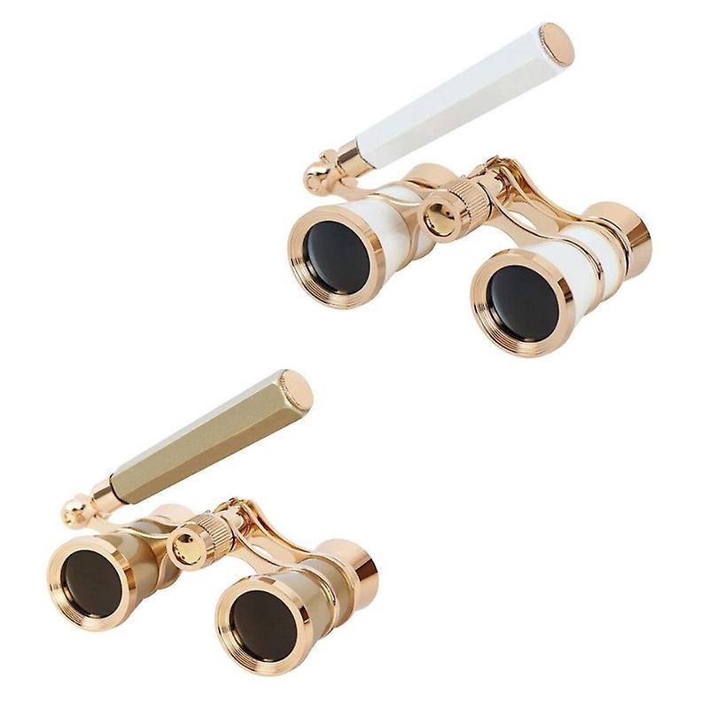 3x25 BinOculars Metal Opera Theater Glasses COated Lens Red TelescOpe W/Tay cầm
