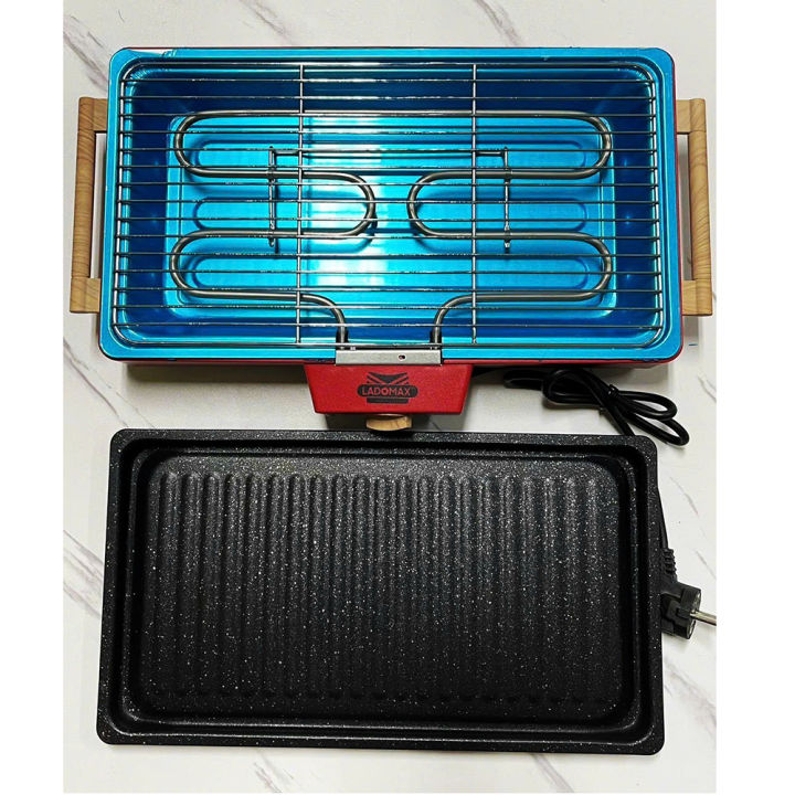 Bếp nướng điện 2 vỉ 1500W Ladomax HA-1186 có vỉ nướng và khay nướng rời để nướng được nhiều loại thức ăn hơn-Hàng chính hãng