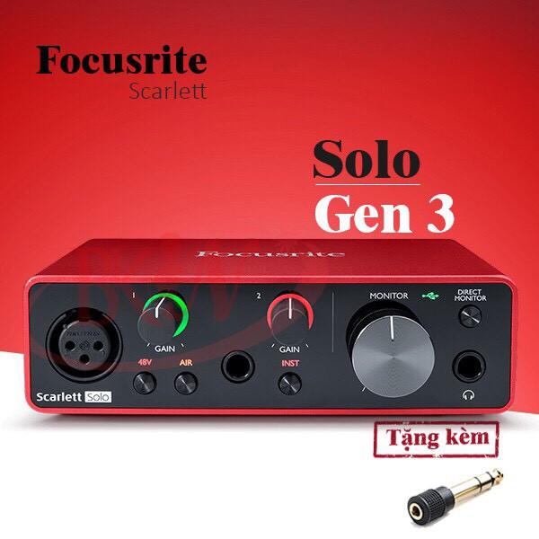 Soundcard Focusrite Scarlett Solo gen 3 thu âm chuyên nghiệp, idol cctalk, bigo, livestream bán hàng online