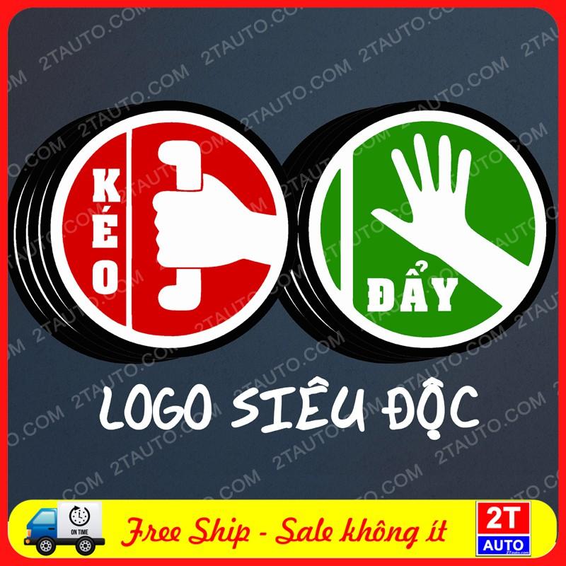 BỘ 2 LOGO STICKER TEM ĐẨY VÀO- KÉO RA DÁN CỬA, PUSH PULL GẮN CỬA, BIỂN KÉO ĐẨY