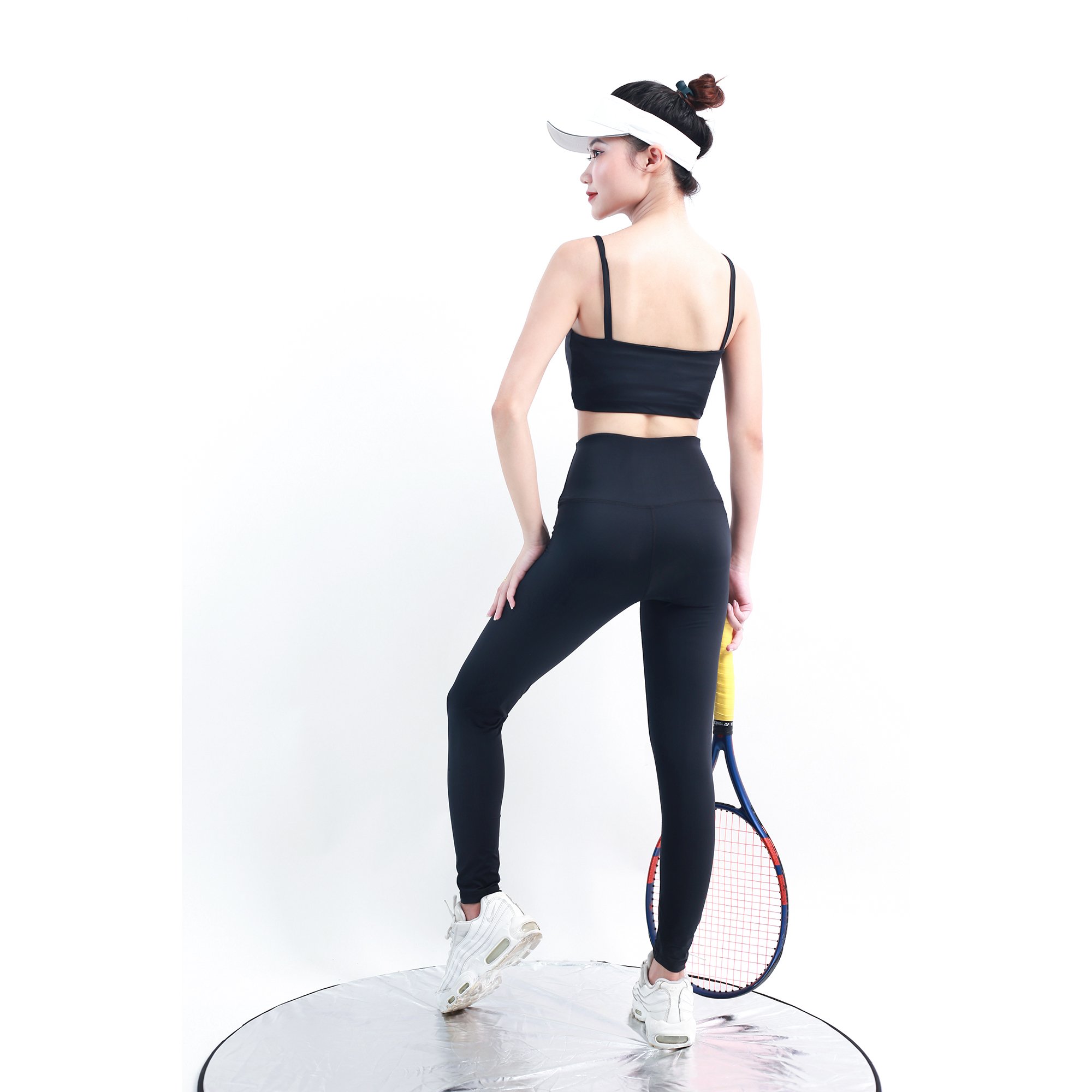 Set Quần Dài Lưng Cao + Áo Bra 2 Dây Kèm Mút Ngực Tập Yoga Aerobic Chạy Bộ Co Giãn Tốt, Tôn Dáng CH056