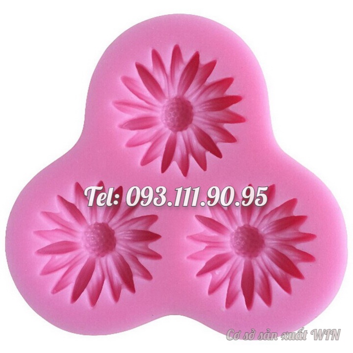 Khuôn silicon làm rau câu 3 hoa cúc - Mã số 1049