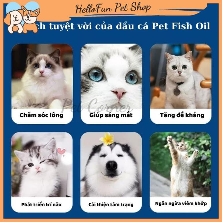 Viên dầu cá cho chó mèo Pet Fish Oil, bổ sung Omega 3, tăng sức đề kháng và dưỡng lông