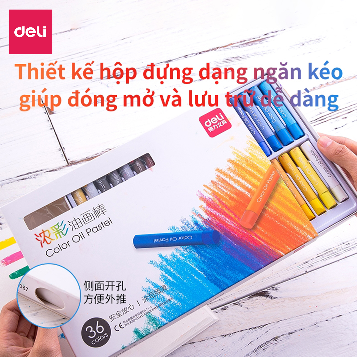 Bút Sáp Dầu Chuyên Nghiệp Deli - Hộp Giấy - 24/36 Màu - 72087 / 72088