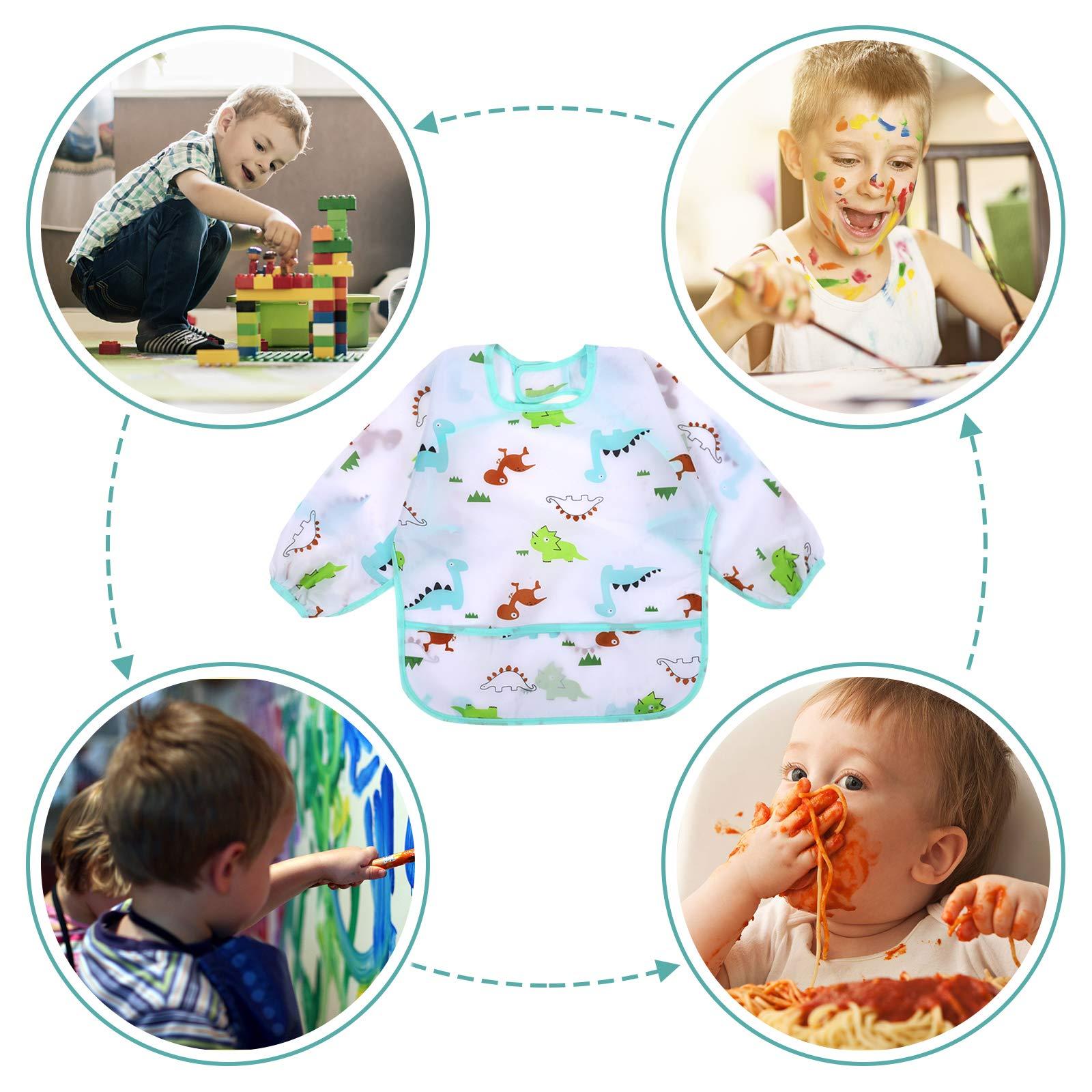 4 gói yếm em bé tay áo dài, BIB không thấm nước, BiB mềm cho trẻ mới biết đi trong 6-48 tháng (100 yard)