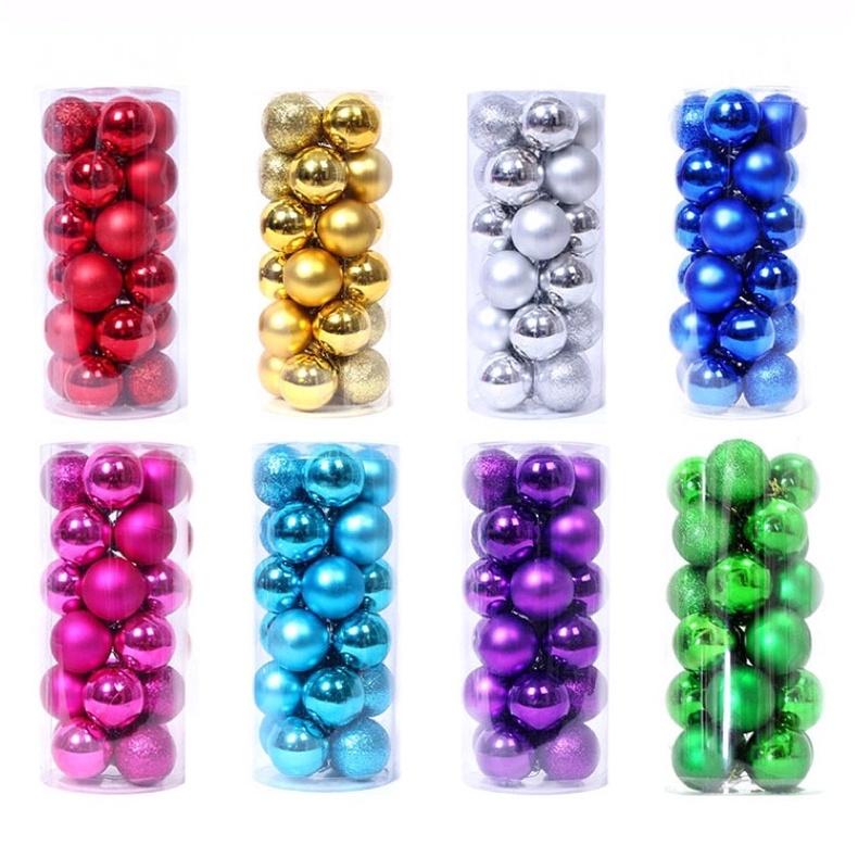 Set 6 Trái Châu 4cm Treo Trang Trí Cây Thông Noel, Nhiều Màu Lấp Lánh