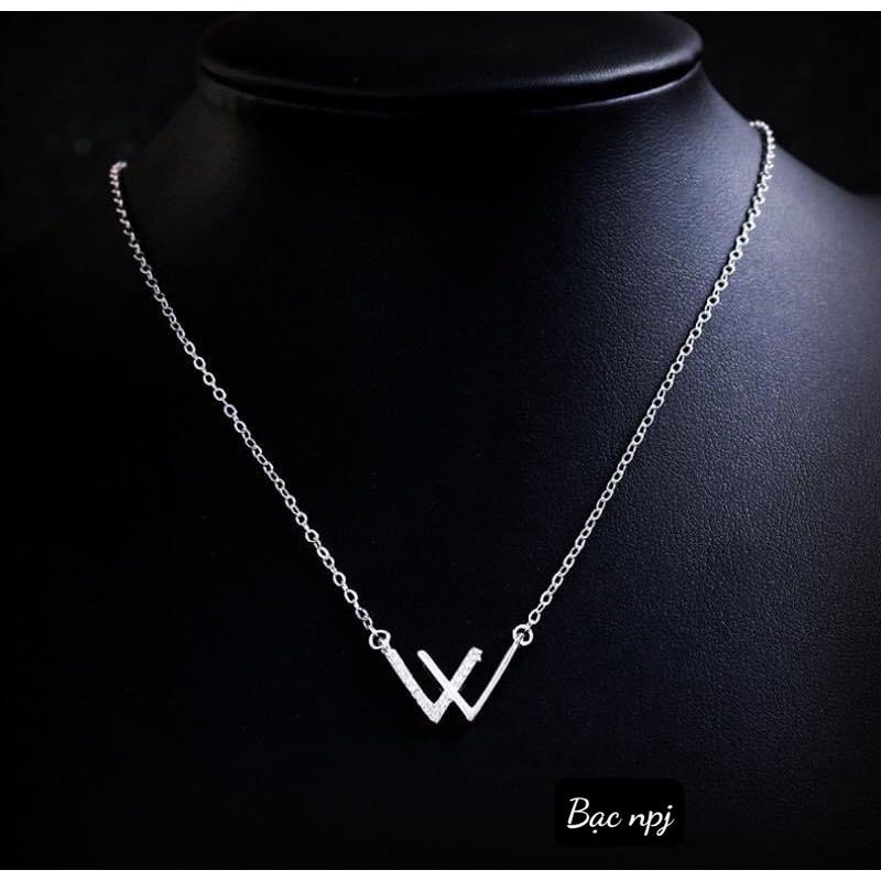 Dây chuyền chữ W ️ SIÊU ĐẸP ️ Vòng cổ liền mặt Bạc Ta cho nữ - Bạc Npj
