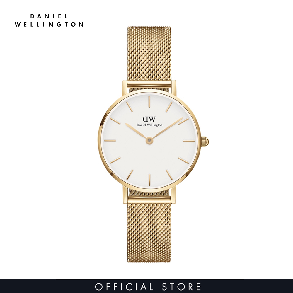 Đồng hồ Nữ Daniel Wellington dây lưới - Petite Evergold mặt trắng - vỏ