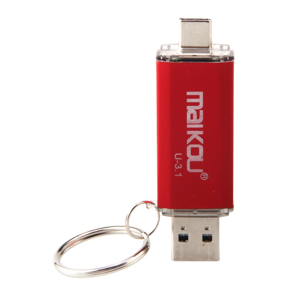 2 in 1 USB 3.0+ Type C OTG Flash Drive Memory Stick 256GB Storage red