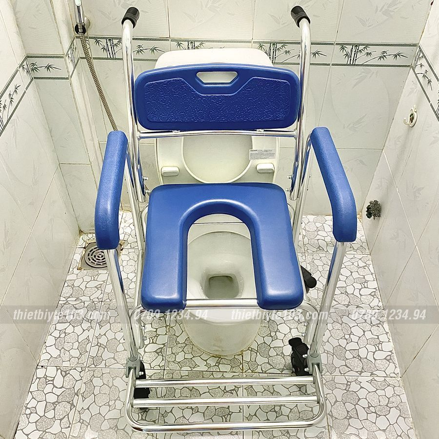 Ghế tắm cho người già ốm, ghế bô vệ sinh đa năng có bánh xe Lucass X-62
