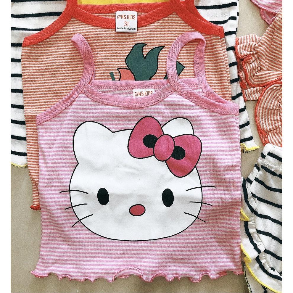 Bộ Chip 2 Dây cotton borip xuất in Hình siêu cưng cho Bé Gái, Đồ bộ mặc nhà, bộ hai dây