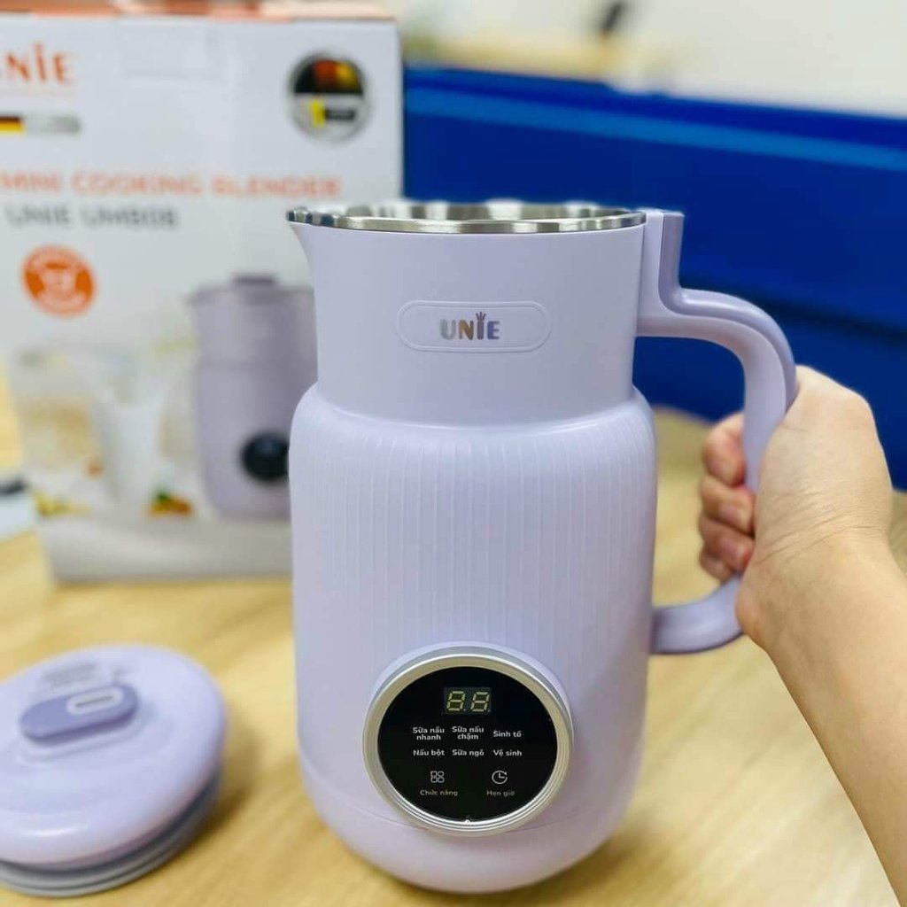 Máy Làm Sữa Hạt Đa Năng Mini Unie UMB08 Pro - 600ml Nắp inox, Xay Nấu 5 Chức Năng - Hàng Chính Hãng