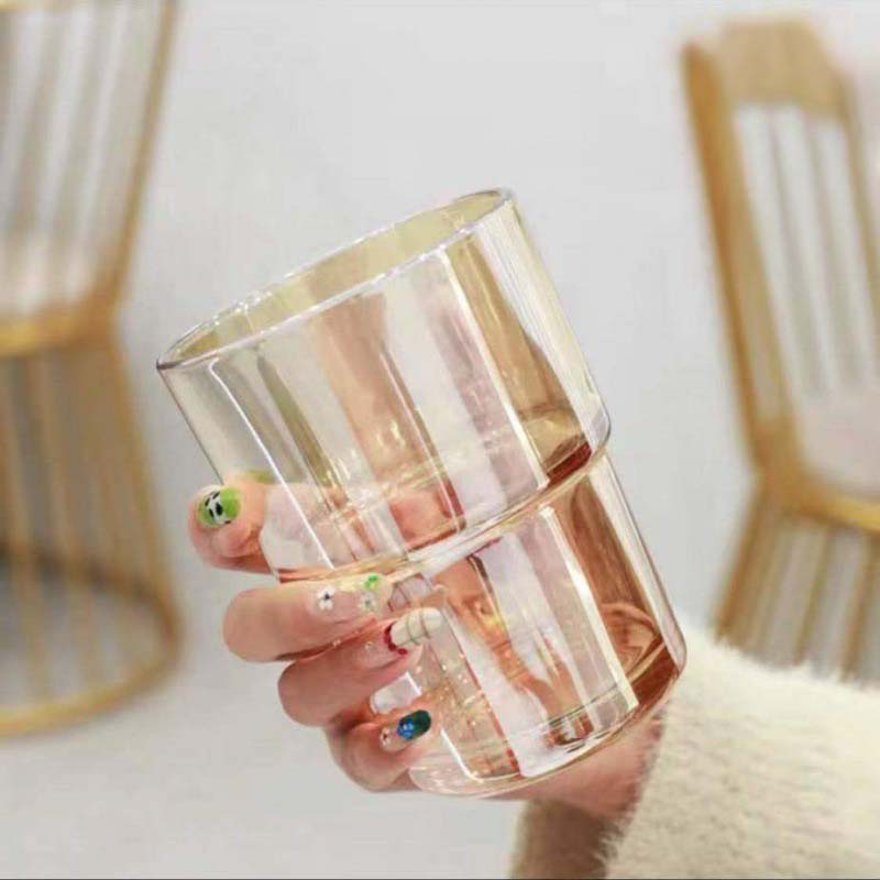 Ly thủy tinh bọc da sang trọng phong cách hiện đại dung tích 450ml thích hợp để bàn làm việc
