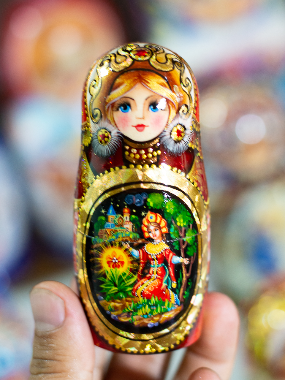 BỘ BÚP BÊ NGA MATRYOSHKA CAO CẤP 5 LỚP 18CM VẼ HOA VĂN "CÔNG CHÚA CỔ TÍCH" CỰC ĐẸP VÀ SANG TRỌNG, ĐỘC ĐÁO