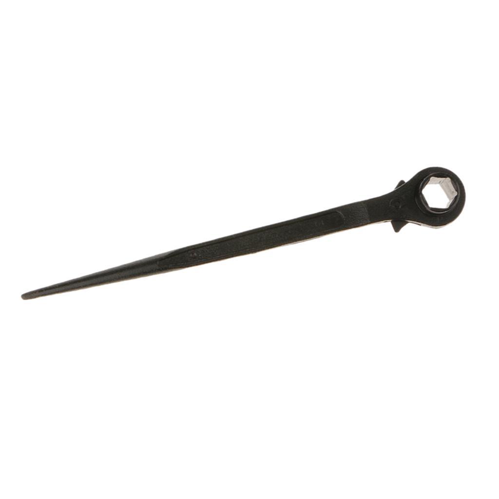 2x/set Hexagon Scaffold Podger Ratchet Spanner Ratcheting Socket Wrench-BLK