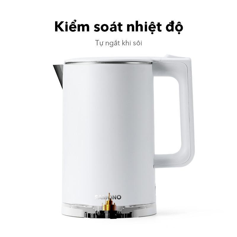 Ấm đun siêu tốc SAMONO SW-R1 2 lớp chống nhiệt công suất 1500W dung tích 1.8L inox 304 - Hàng chính hãng